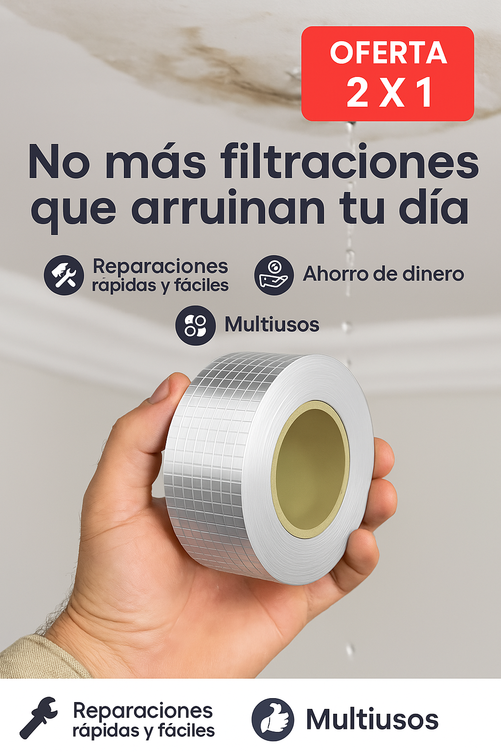 Chao-Fugas® – Cinta Impermeable (5cm x 10m) Pack 2 unidades