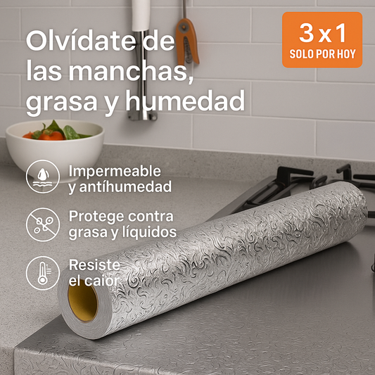 ProTeck™ – Papel Aluminio Autoadhesivo (40 cm x 3 m) 🛒 Promo especial: 3x1 solo por hoy