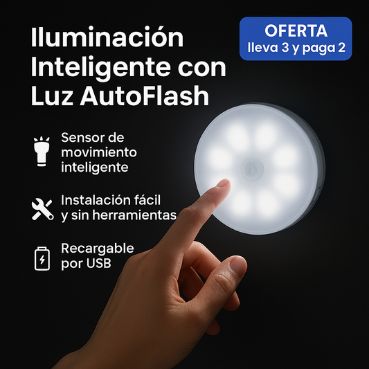 🔥 Luz AutoFlash – ¡Llévate 3 por el precio de 2! Luz led con sensor de movimiento.