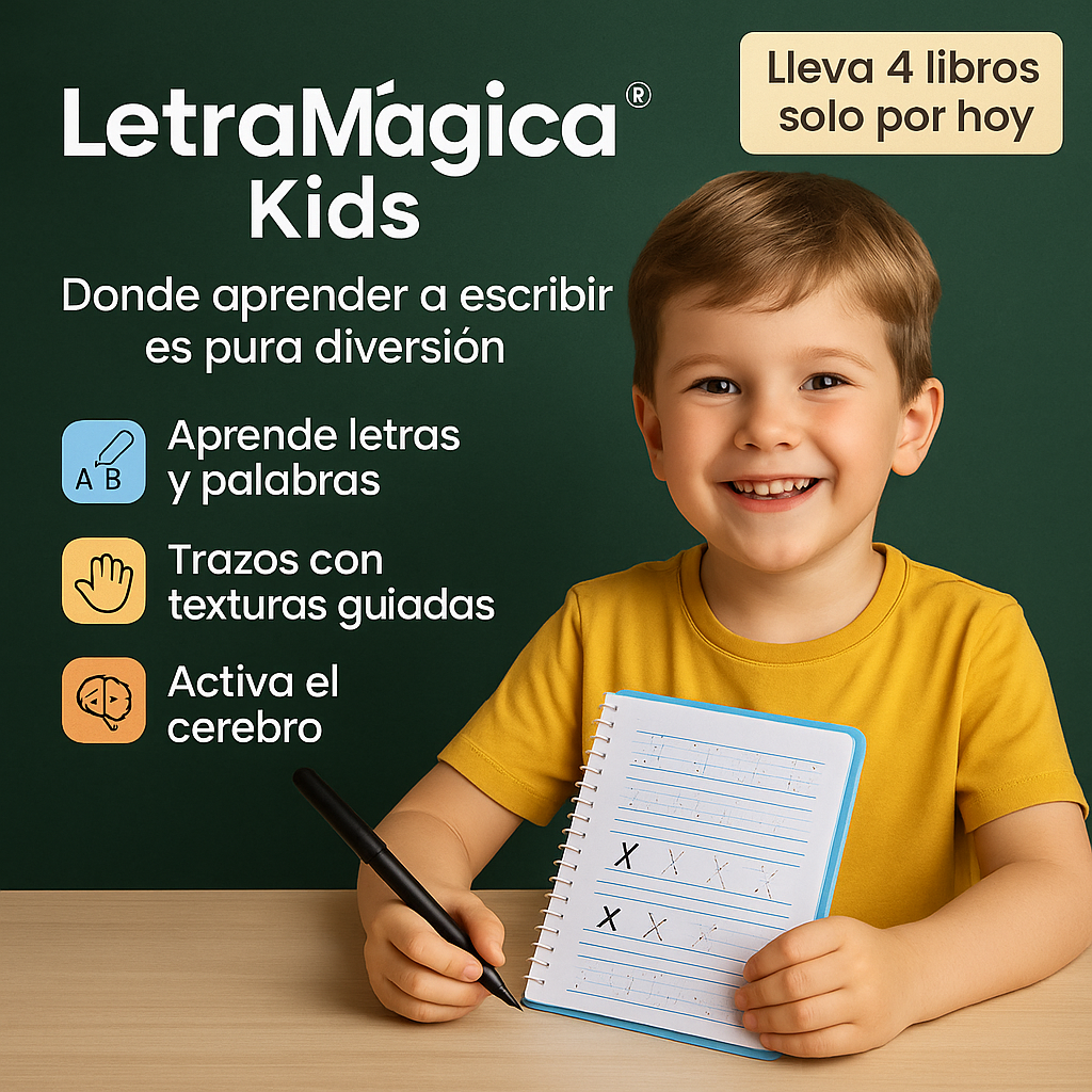 LetraMágica Kids® - Kit de 4 cuadernos magic caligrafia montessori (40% OFF)