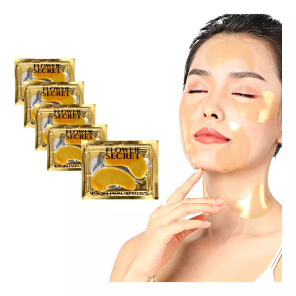 ✨ Pack de 10 Pares (20 Parches) de Mascarillas Hidratantes para Ojeras Gold Flower Secret
