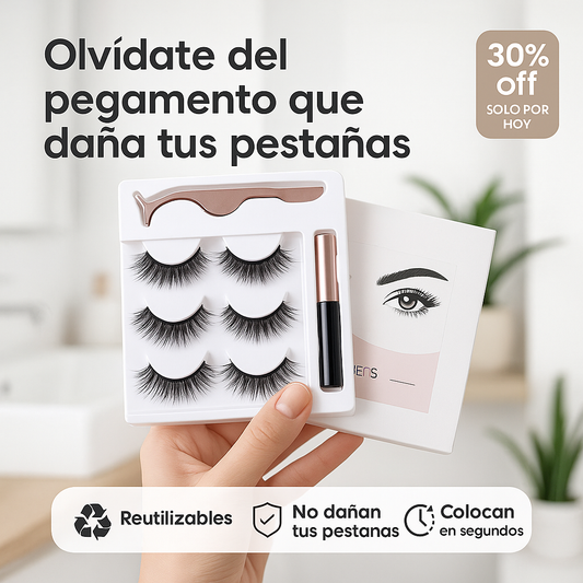 🌟 EasyLash™ – kit 3 Pestañas Magnéticas Reutilizables + delineador magnético + pinzas